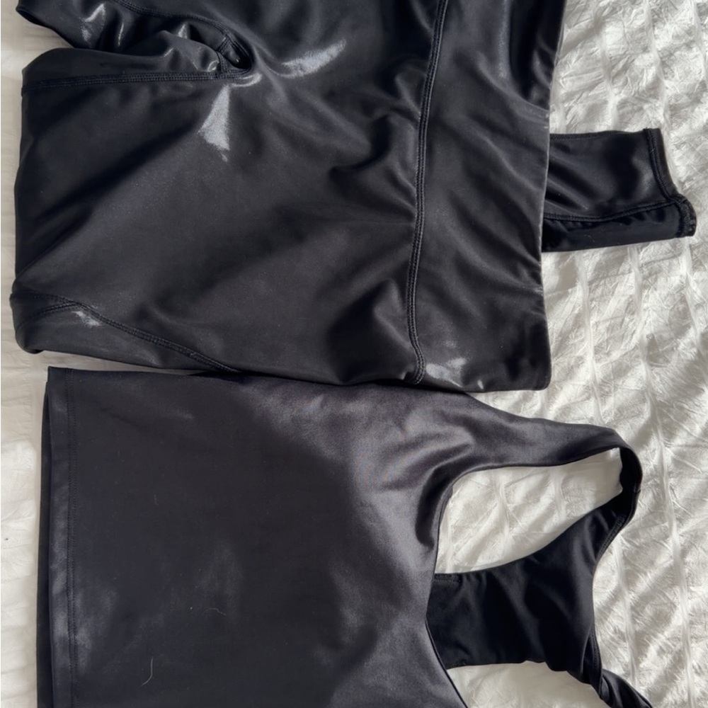 Fabletics Black Women's Faux Leather Workout set